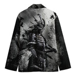 Dark Samurai Warrior Print Men's Cotton Blazer