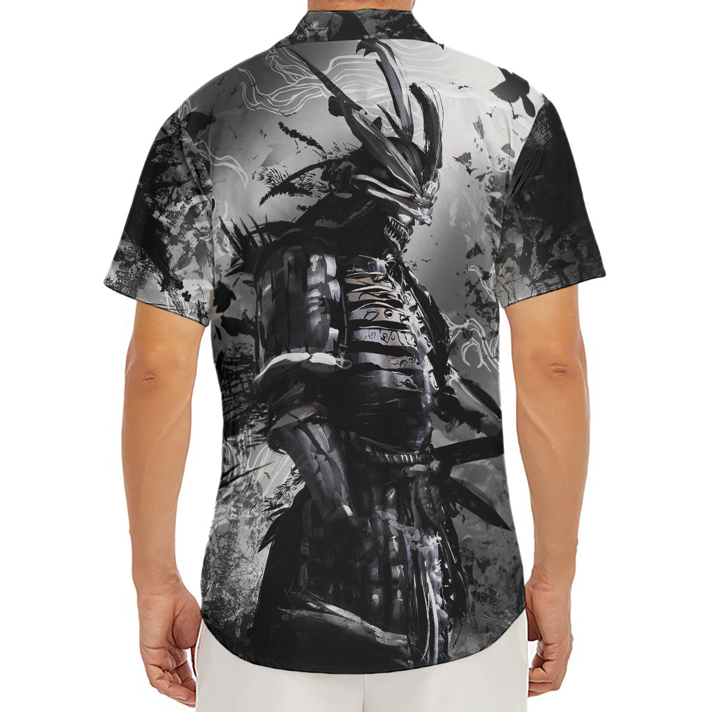 Dark Samurai Warrior Print Men's Deep V-Neck Shirt