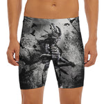 Dark Samurai Warrior Print Men's Long Boxer Briefs