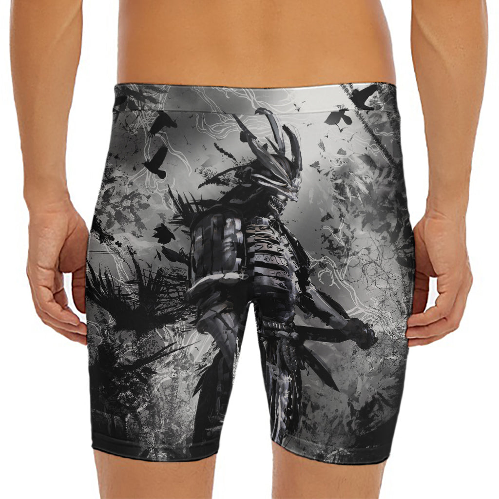 Dark Samurai Warrior Print Men's Long Boxer Briefs