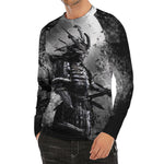 Dark Samurai Warrior Print Men's Long Sleeve Rash Guard