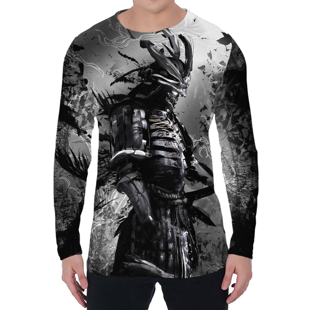 Dark Samurai Warrior Print Men's Long Sleeve T-Shirt