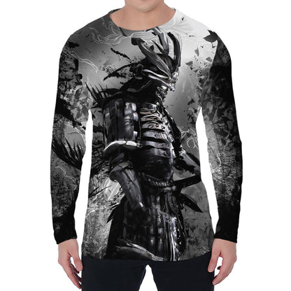 Dark Samurai Warrior Print Men's Long Sleeve T-Shirt