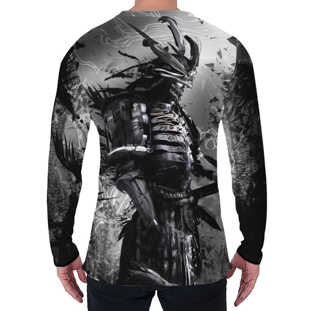 Dark Samurai Warrior Print Men's Long Sleeve T-Shirt