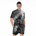 Dark Samurai Warrior Print Men's Romper