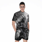 Dark Samurai Warrior Print Men's Rompers