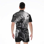 Dark Samurai Warrior Print Men's Rompers