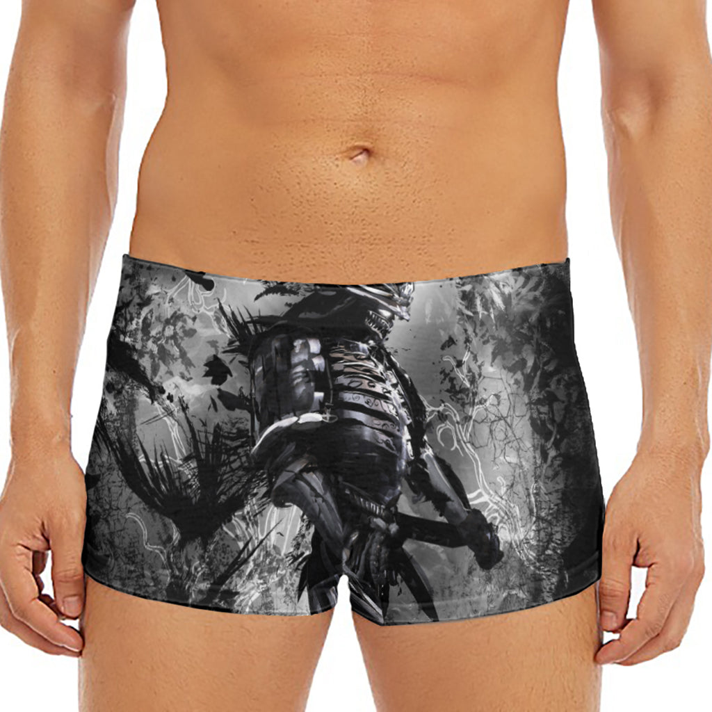 Dark Samurai Warrior Print Men's Short Boxer Briefs