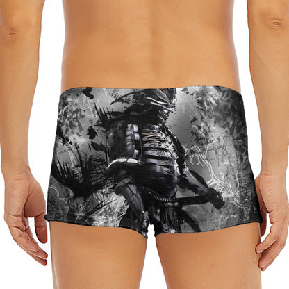 Dark Samurai Warrior Print Men's Short Boxer Briefs