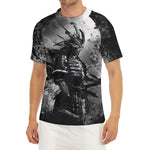 Dark Samurai Warrior Print Men's Short Sleeve Rash Guard