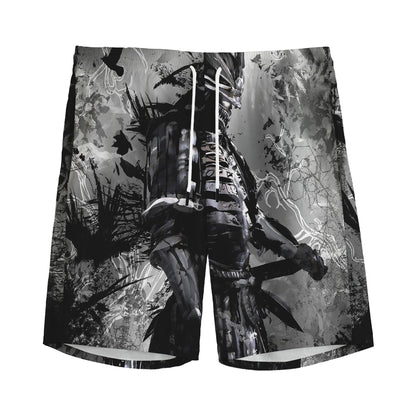 Dark Samurai Warrior Print Men's Sports Shorts