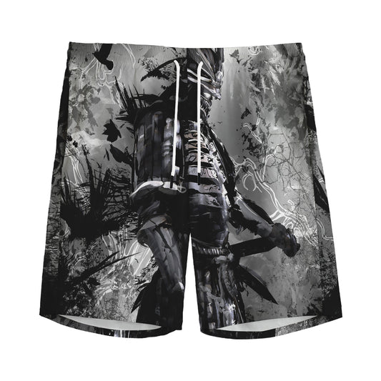 Dark Samurai Warrior Print Men's Sports Shorts