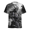 Dark Samurai Warrior Print Men's Athletic T-Shirt