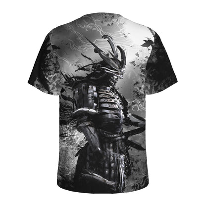 Dark Samurai Warrior Print Men's Sports T-Shirt