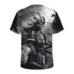 Dark Samurai Warrior Print Men's Sports T-Shirt