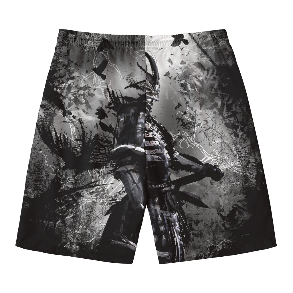 Dark Samurai Warrior Print Men's Swim Trunks