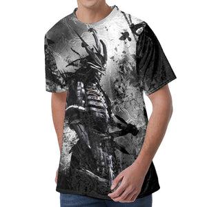 Dark Samurai Warrior Print Men's Velvet T-Shirt