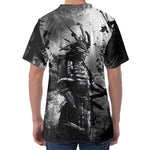 Dark Samurai Warrior Print Men's Velvet T-Shirt