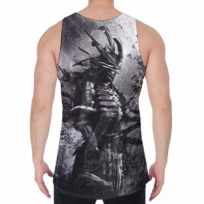 Dark Samurai Warrior Print Men's Velvet Tank Top