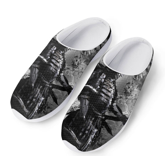 Dark Samurai Warrior Print Mesh Casual Shoes