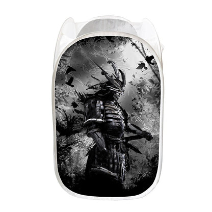 Dark Samurai Warrior Print Mesh Laundry Hamper