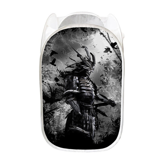 Dark Samurai Warrior Print Mesh Laundry Hamper