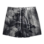 Dark Samurai Warrior Print Mesh Shorts