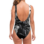 Dark Samurai Warrior Print One Piece Swimsuit