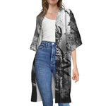 Dark Samurai Warrior Print Open Front Beach Cover Up