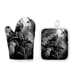 Dark Samurai Warrior Print Oven Mitt And Pot Holder Set
