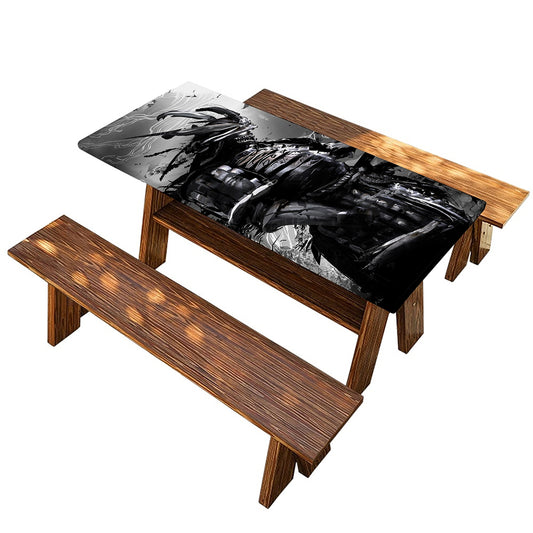 Dark Samurai Warrior Print Picnic Table Cover