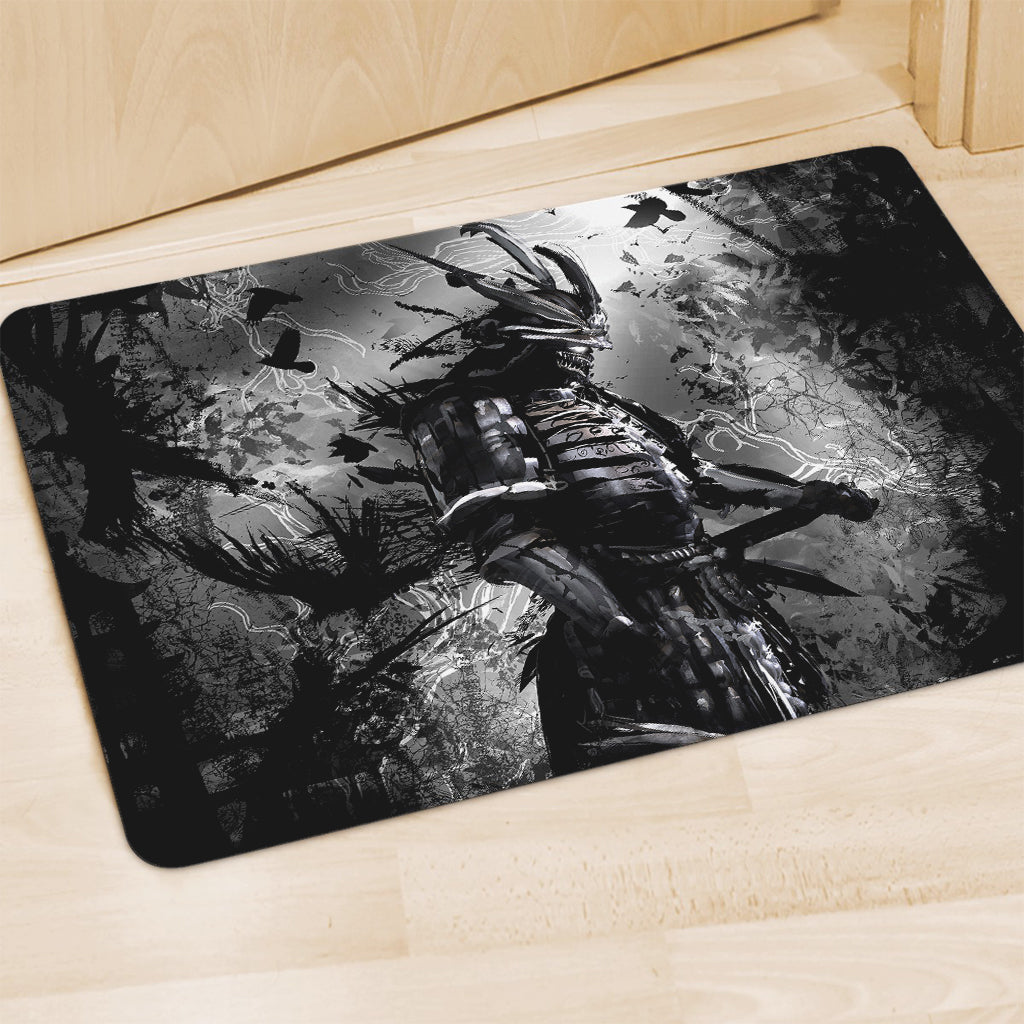Dark Samurai Warrior Print Polyester Doormat