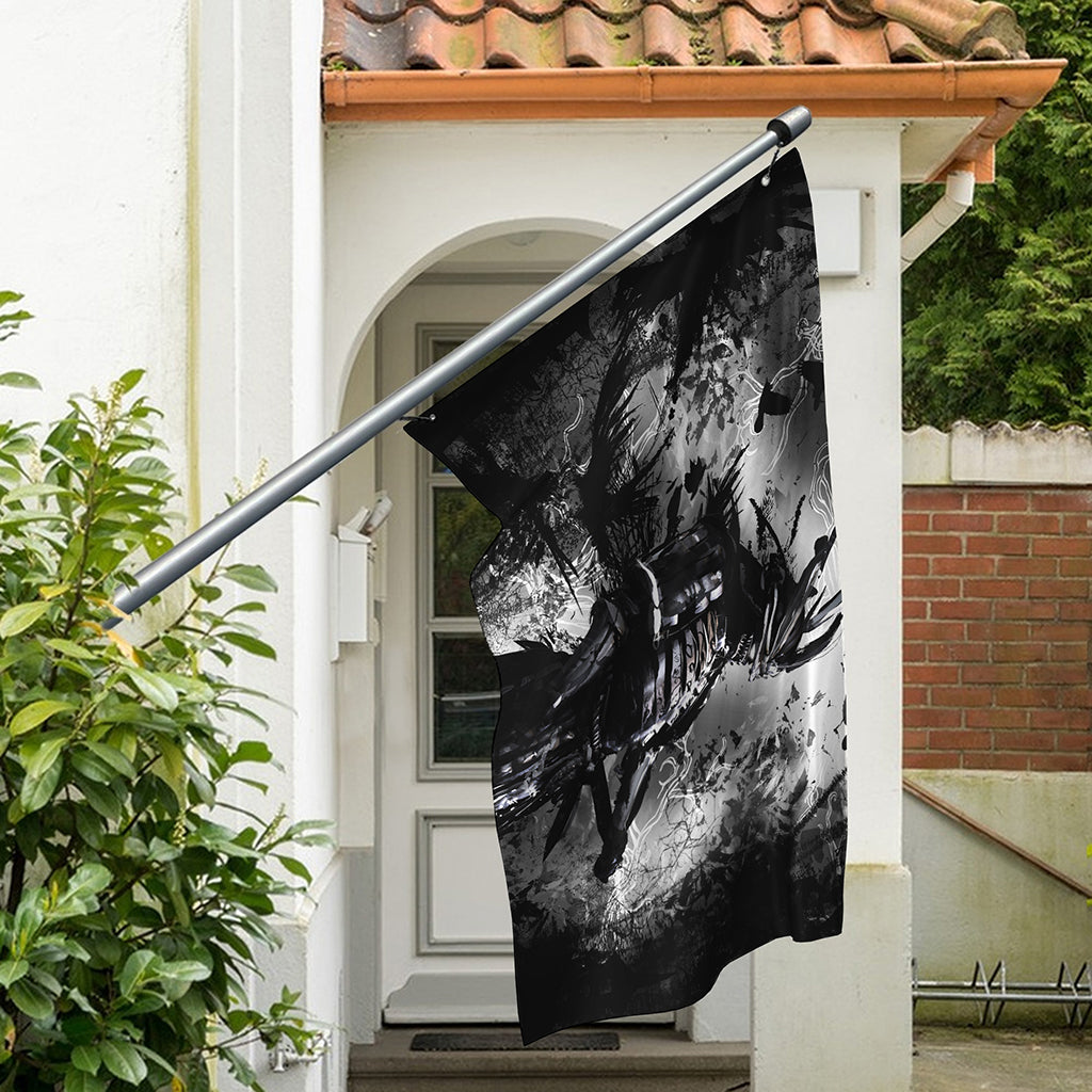 Dark Samurai Warrior Print Polyester Flag