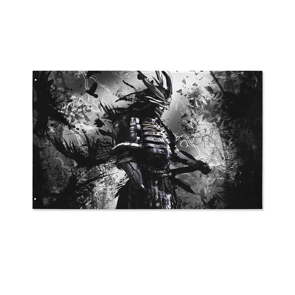 Dark Samurai Warrior Print Polyester Flag