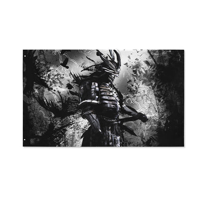Dark Samurai Warrior Print Polyester Flag