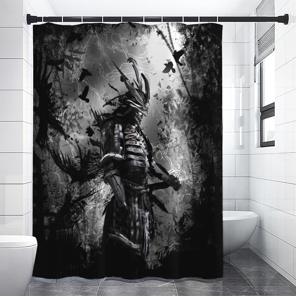 Dark Samurai Warrior Print Premium Shower Curtain