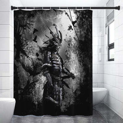 Dark Samurai Warrior Print Premium Shower Curtain