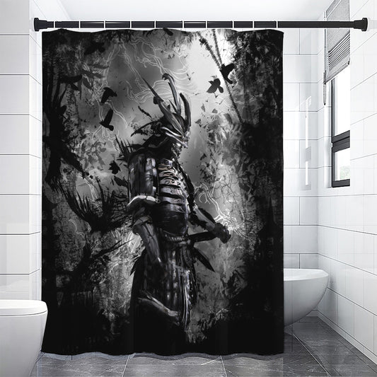 Dark Samurai Warrior Print Premium Shower Curtain
