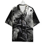 Dark Samurai Warrior Print Rayon Hawaiian Shirt