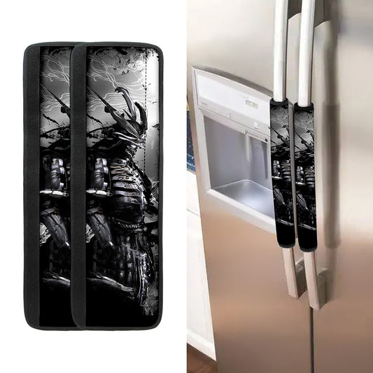 Dark Samurai Warrior Print Refrigerator Handle Covers