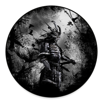 Dark Samurai Warrior Print Round Floor Mat
