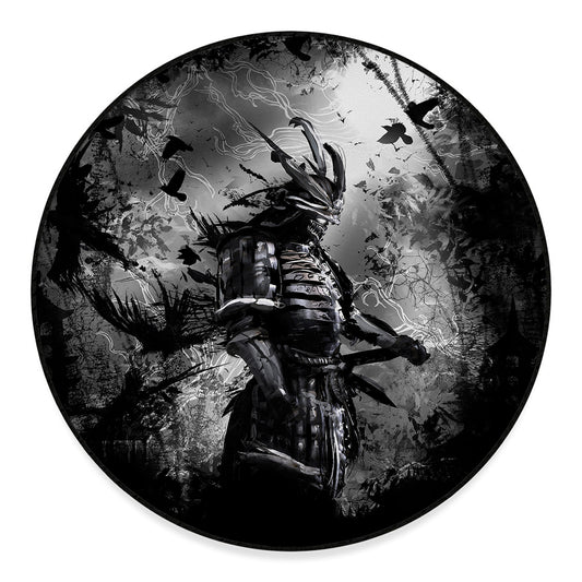 Dark Samurai Warrior Print Round Floor Mat