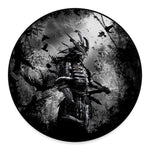 Dark Samurai Warrior Print Round Floor Mat