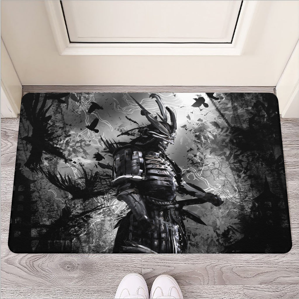 Dark Samurai Warrior Print Rubber Doormat