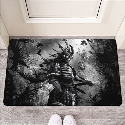 Dark Samurai Warrior Print Rubber Doormat