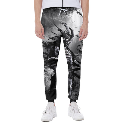 Dark Samurai Warrior Print Scuba Joggers