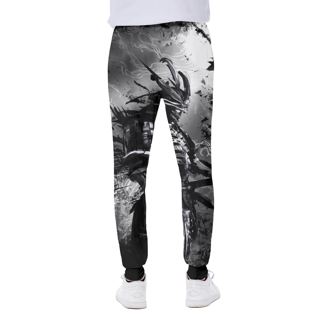 Dark Samurai Warrior Print Scuba Joggers