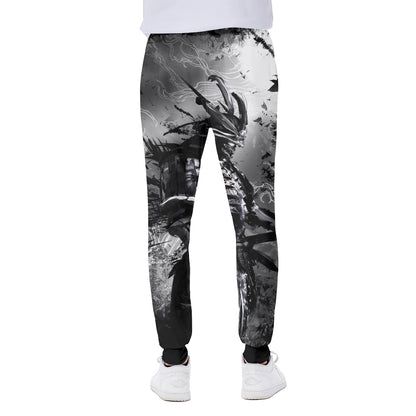 Dark Samurai Warrior Print Scuba Joggers
