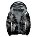 Dark Samurai Warrior Print Sherpa Lined Zip Up Hoodie