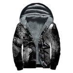 Dark Samurai Warrior Print Sherpa Lined Zip Up Hoodie
